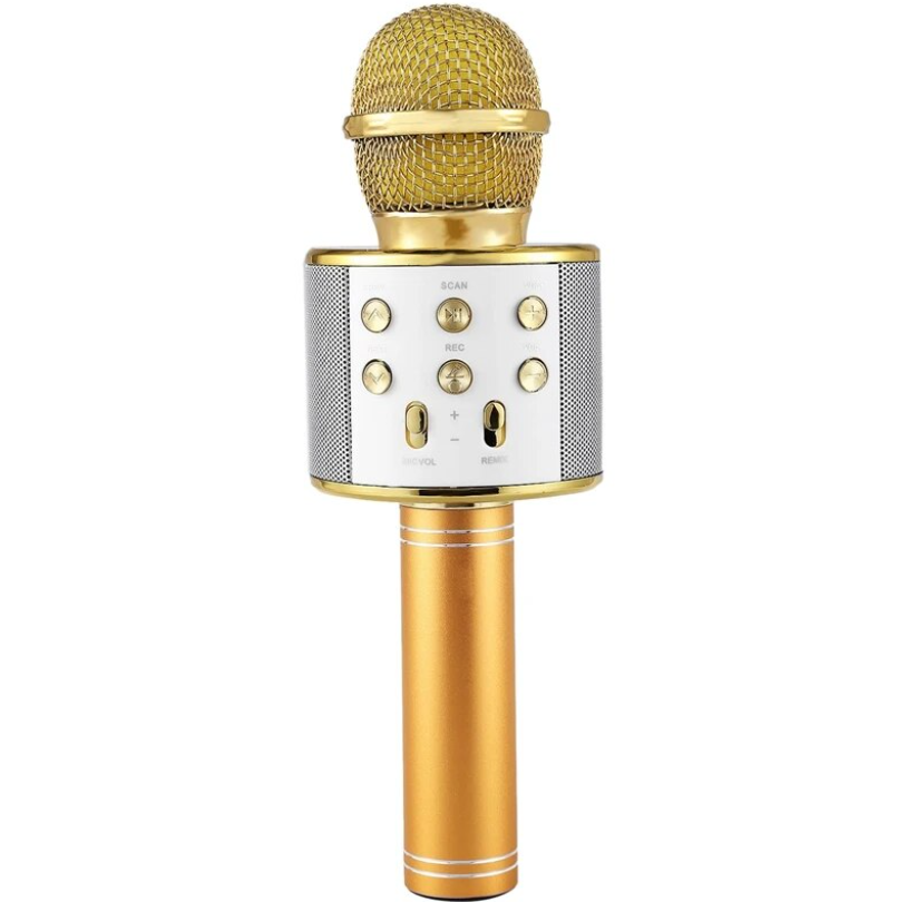 Микрофон детский Wster WS-858 Bluetooth с колонкой MP3 Gold