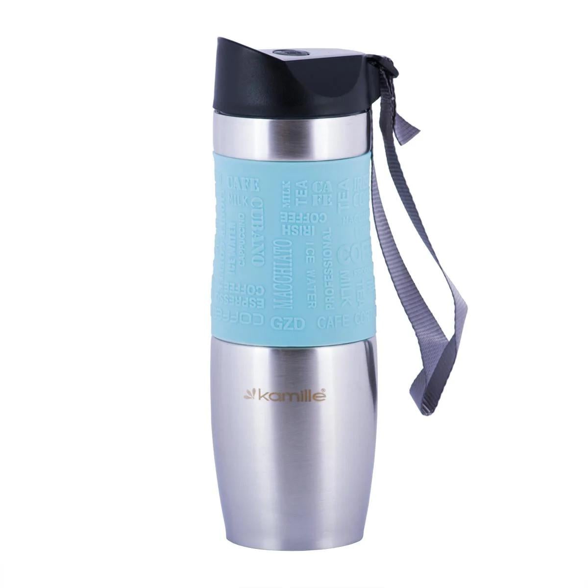 Термокружка Kamille 2051 с ремешком 480 мл Голубой