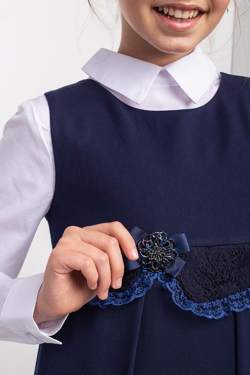 Шкільний сарафан Diva 51001 для дівчинки 128 см Темно-синій - фото 3