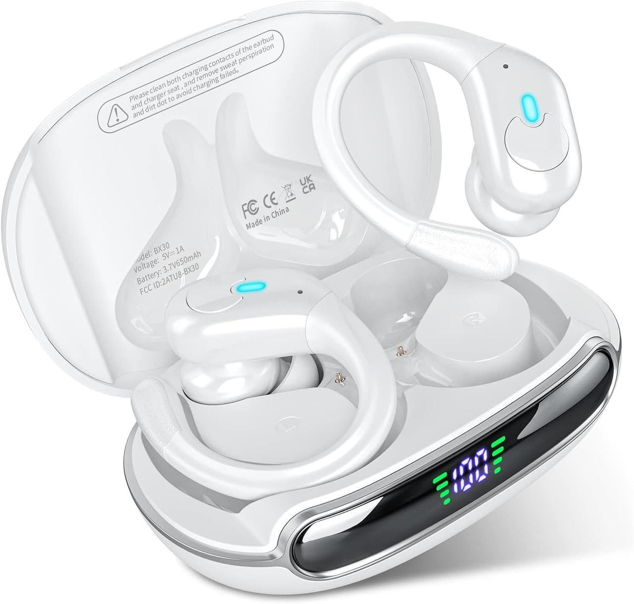 Навушники бездротові спортивні BX-30 із заушним кріпленням та зарядним кейсом White