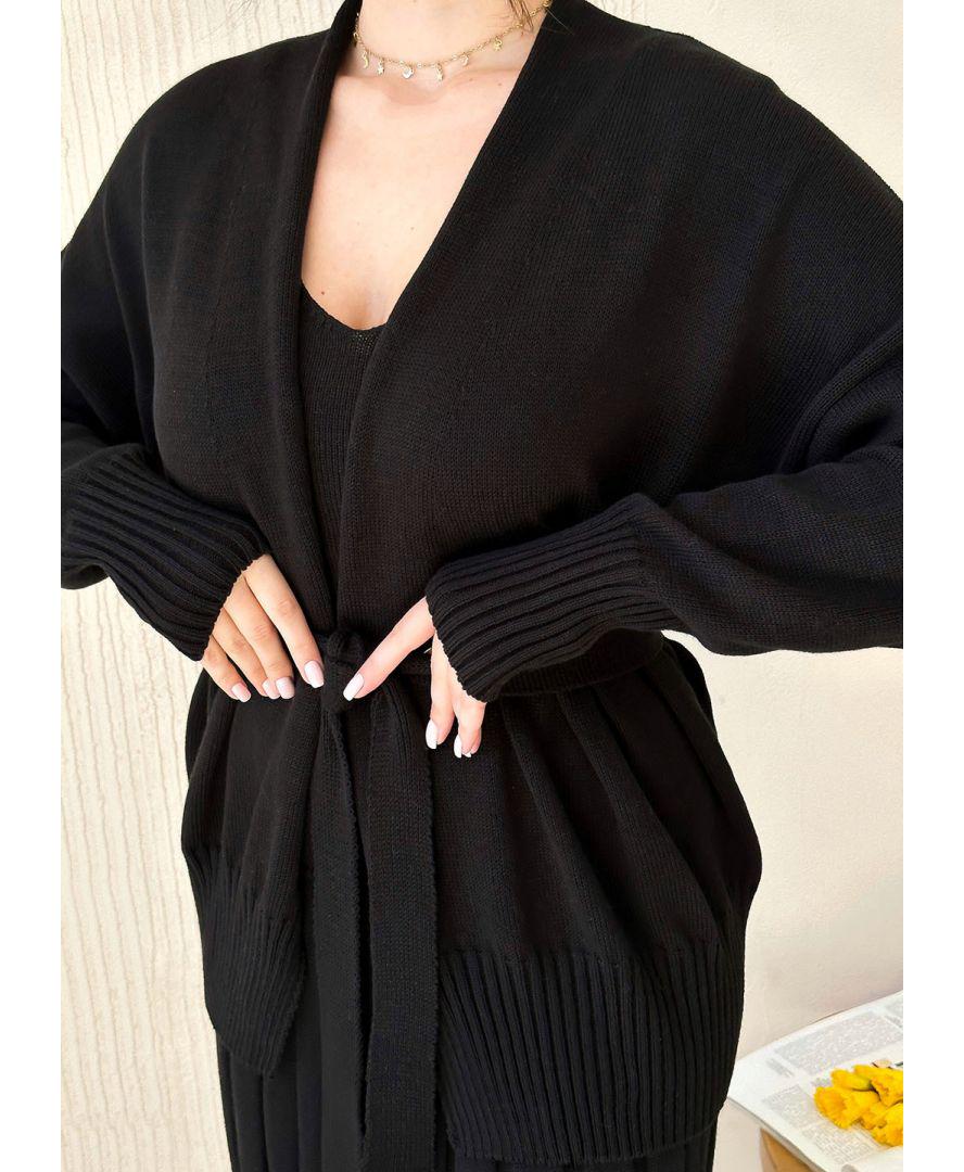 Кардиган женский вязаный Joy S-M Черный (29001) - фото 3