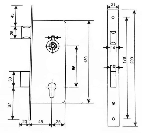 Замок врізний Аріко ЗВ4-У корпус з білою ручкою без циліндра (25112397) - фото 2