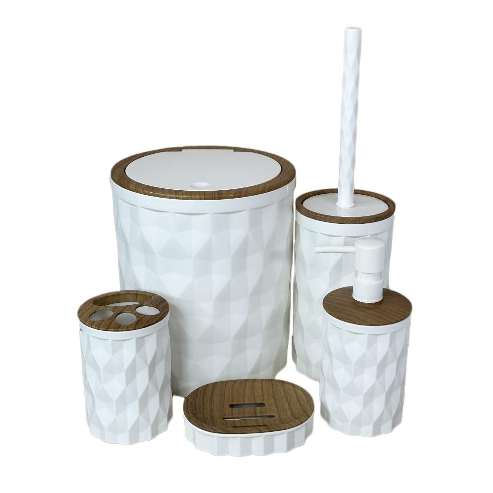 Набор аксессуаров Okyanus DIAMOND 5в1 для ванной комнаты Белый