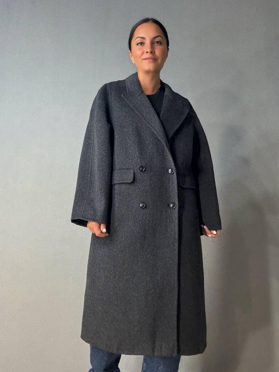 Пальто женское LADY YEP 85098 длинное оверсайз шерстяное двубортное S Темно-серый (5119) - фото 8 Пальто женское LADY YEP 85098 длинное оверсайз шерстяное двубортное S Темно-серый (5119) - фото 8
