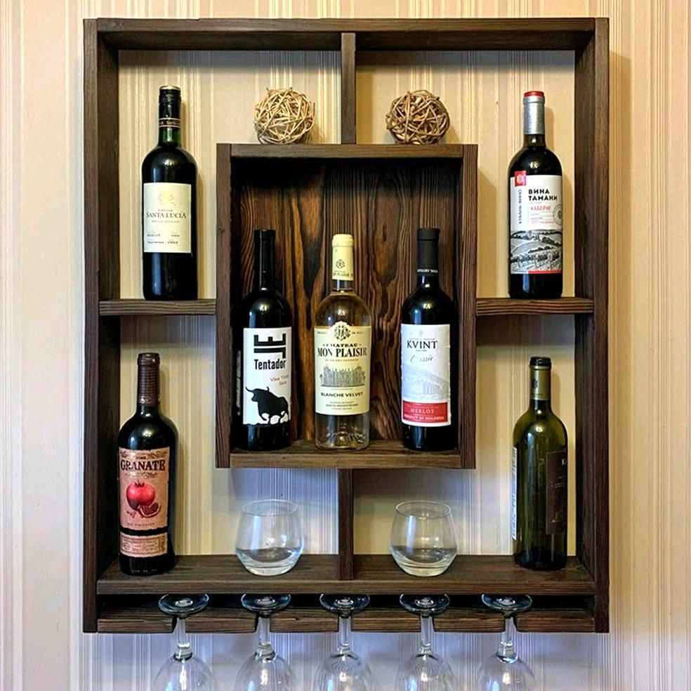 Полка для вина настенная из дерева Сибецу Капучино (ПНК-011109)