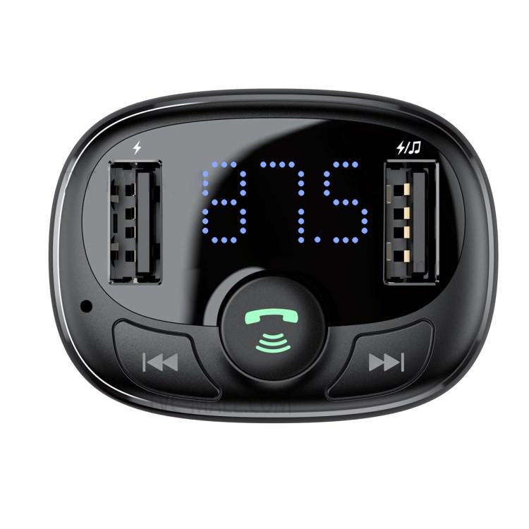 FM трансмиттер модулятор Baseus S-09A T-Typed Bluetooth c функцией зарядки Черный - фото 2