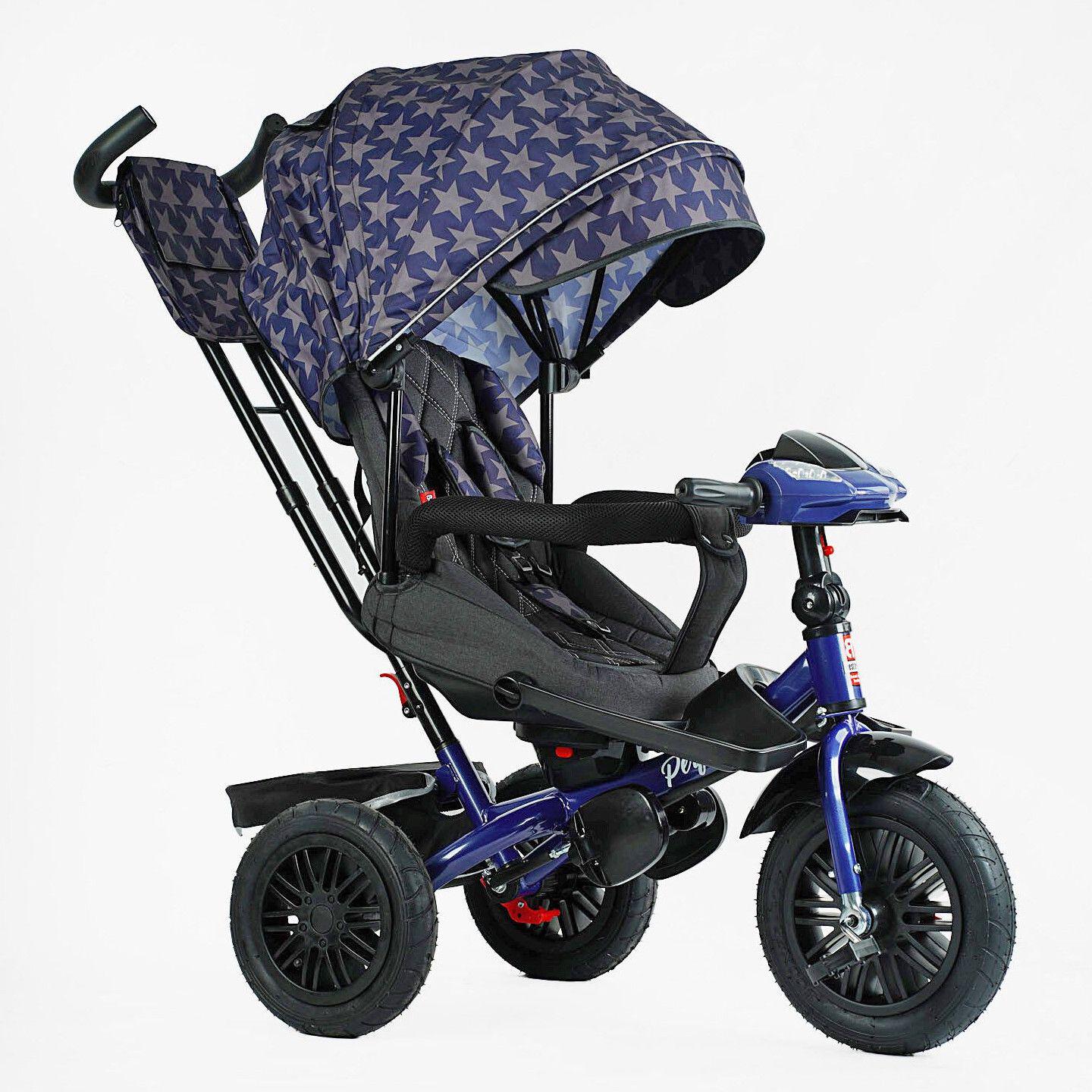 Велосипед дитячий триколісний Best Trike Perfetto 8066 надувні колеса музична панель з USB та батьківською ручкою Синій (208-23) - фото 4