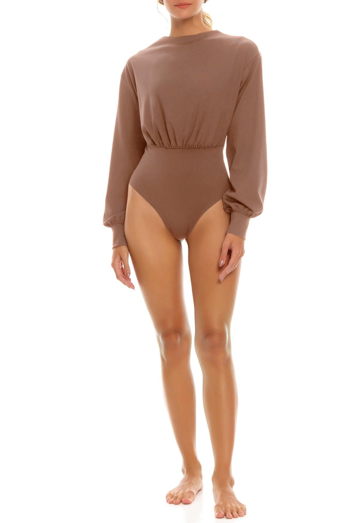 Купальник сплошной с рукавами Agua Bendita S Светло-коричневый (8457light-brown)