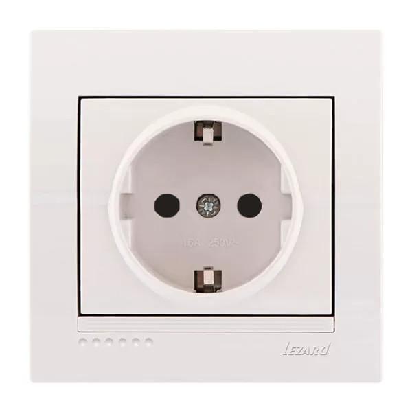Розетка одинарна із заземленням Lezard Deriy Білий (00000012235)