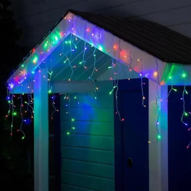 Гірлянда вулична бахрома 20 м 280 led світлодіодів зовнішній чорний дріт Мультиколор - фото 1