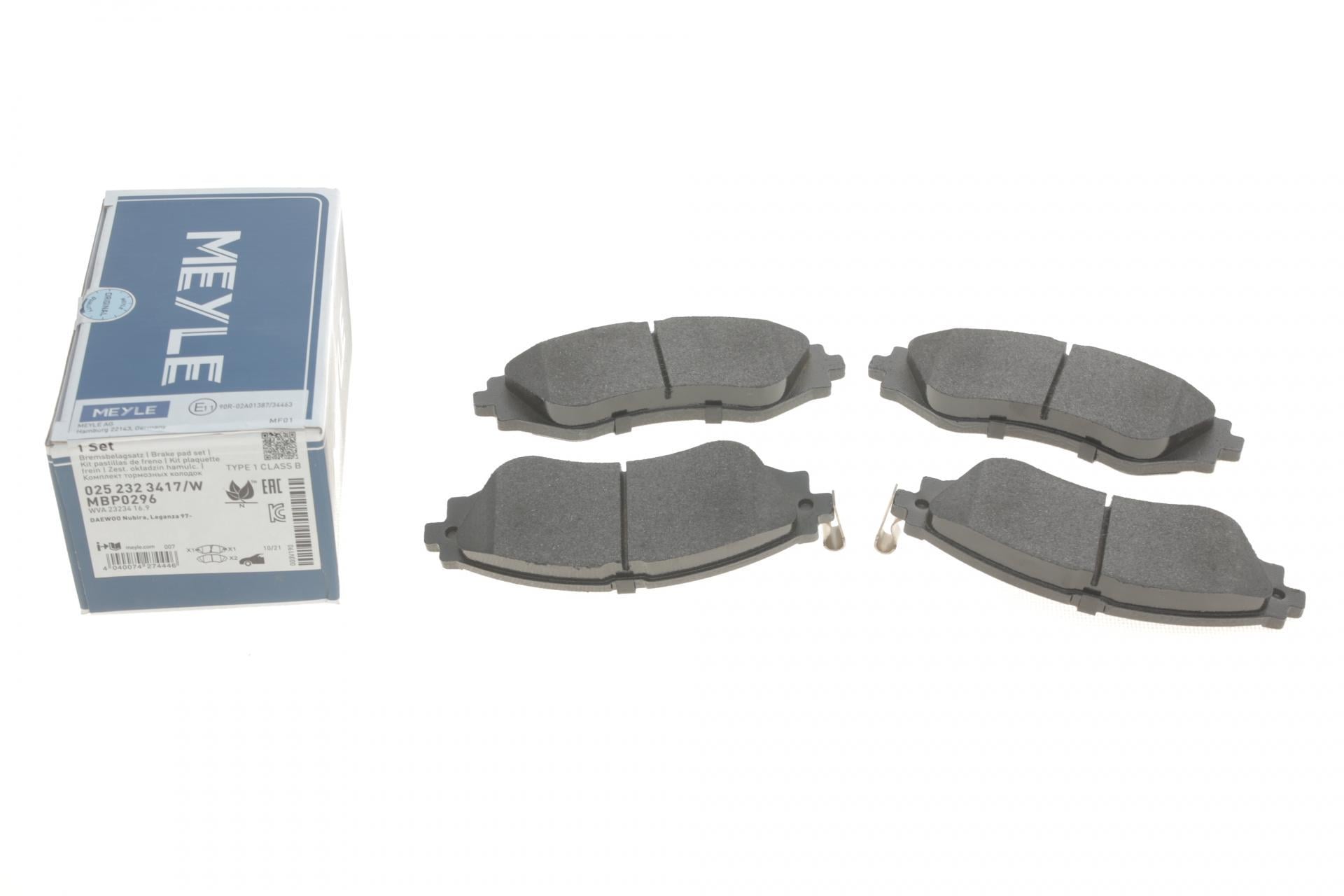Гальмівні колодки передні Meyle для Daewoo Lanos/Nubira 1.6-2.2 97- Akebono (025 232 3417/W)