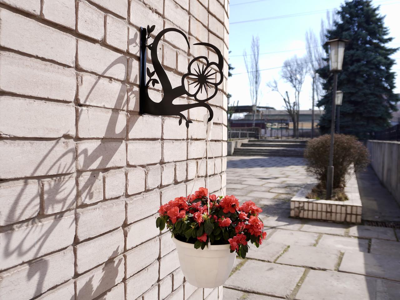 Кронштейн Сердце для кашпо с цветами метал Черный (М013) - фото 8