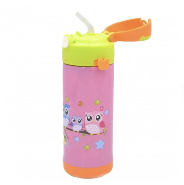 Термос-поилка детский с ремешком Stenson 350 мл Розовый (MMS-MT-2084)