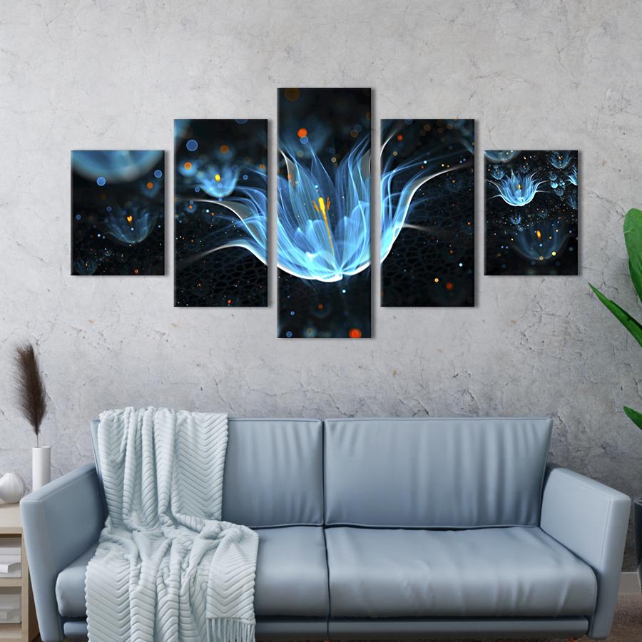 Картина на холсте Изящный голубой цветок 112x54 см (1013-52)