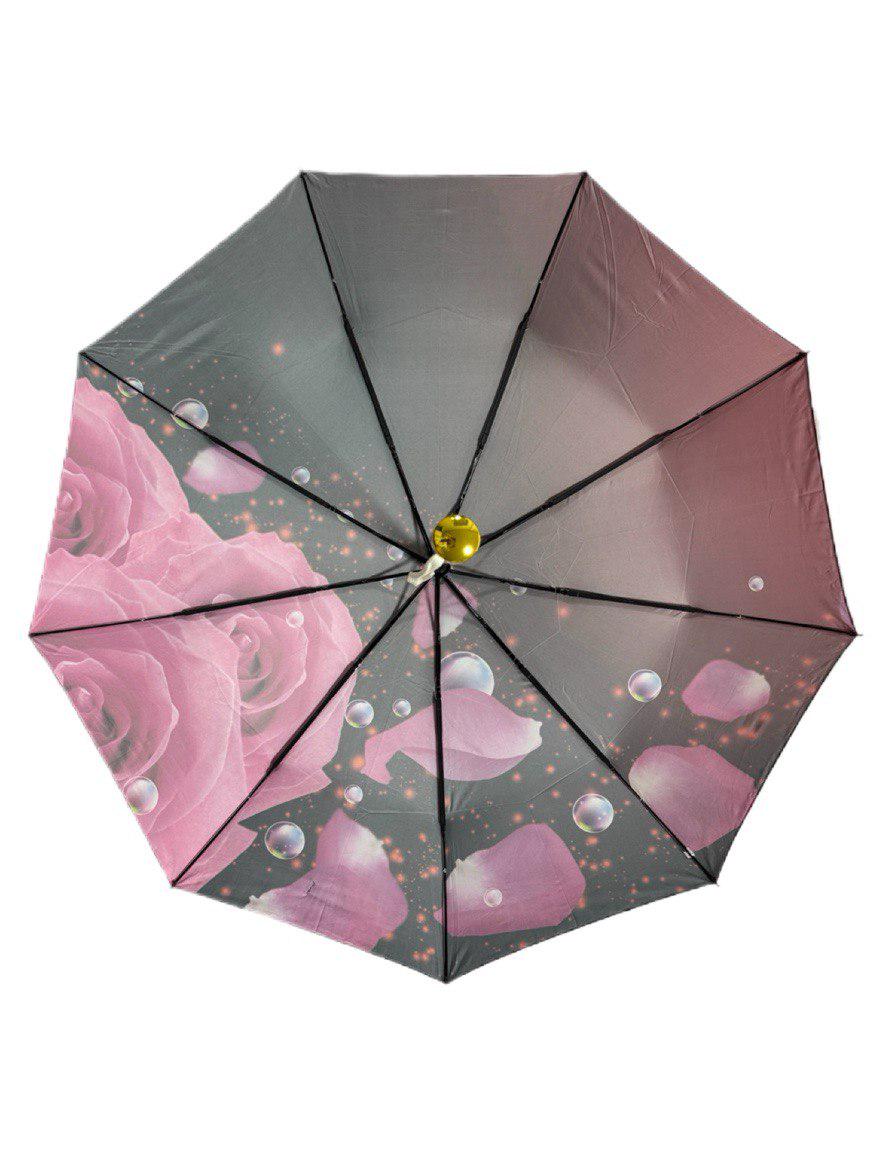 Парасолька жіноча автоматична Rain Flowers з квітковим принтом анти-вітер 9 спиць Бордовий (1080/1) - фото 3