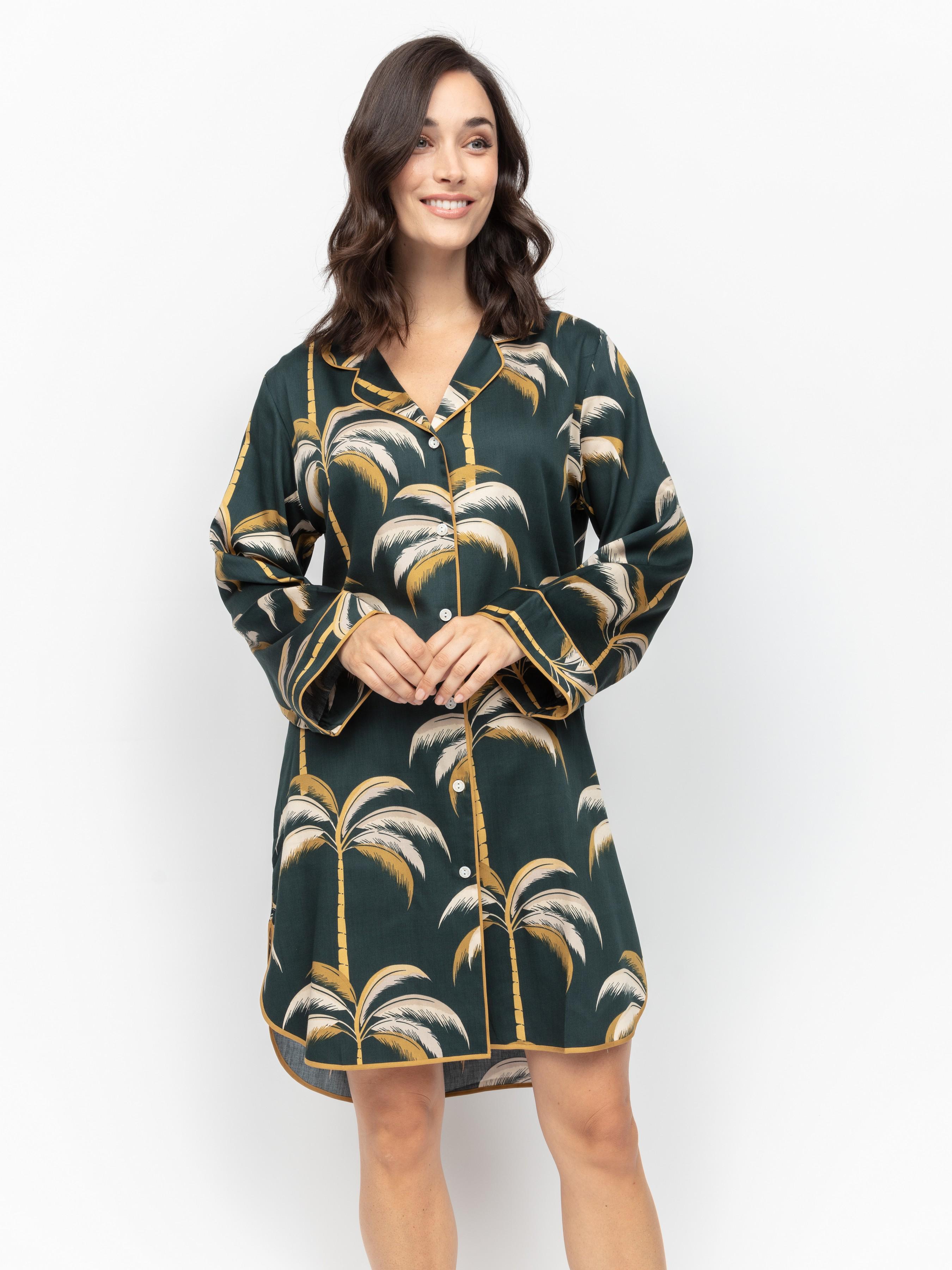 Халат женский Fable&Eve Pimlico 1979 8/XS Зеленый с принтом пальмовых листьев (5051877486966)