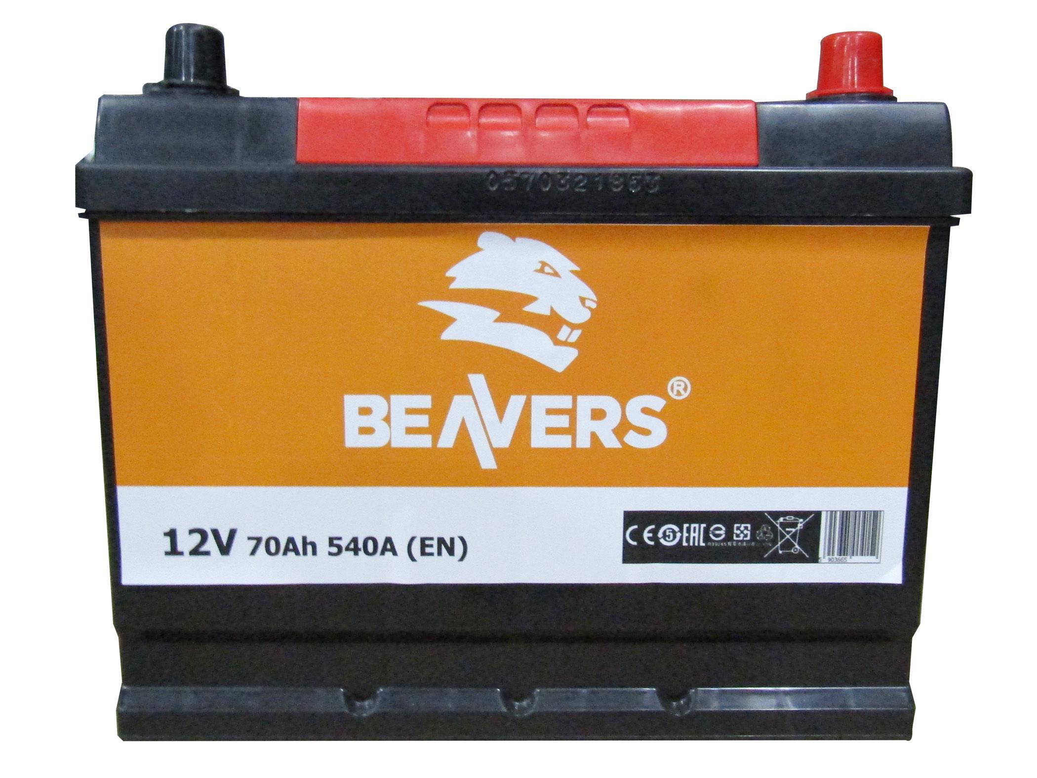 Акумулятор залитий BEAVERS 6СТ-70 R+ ASIA 540А - фото 4