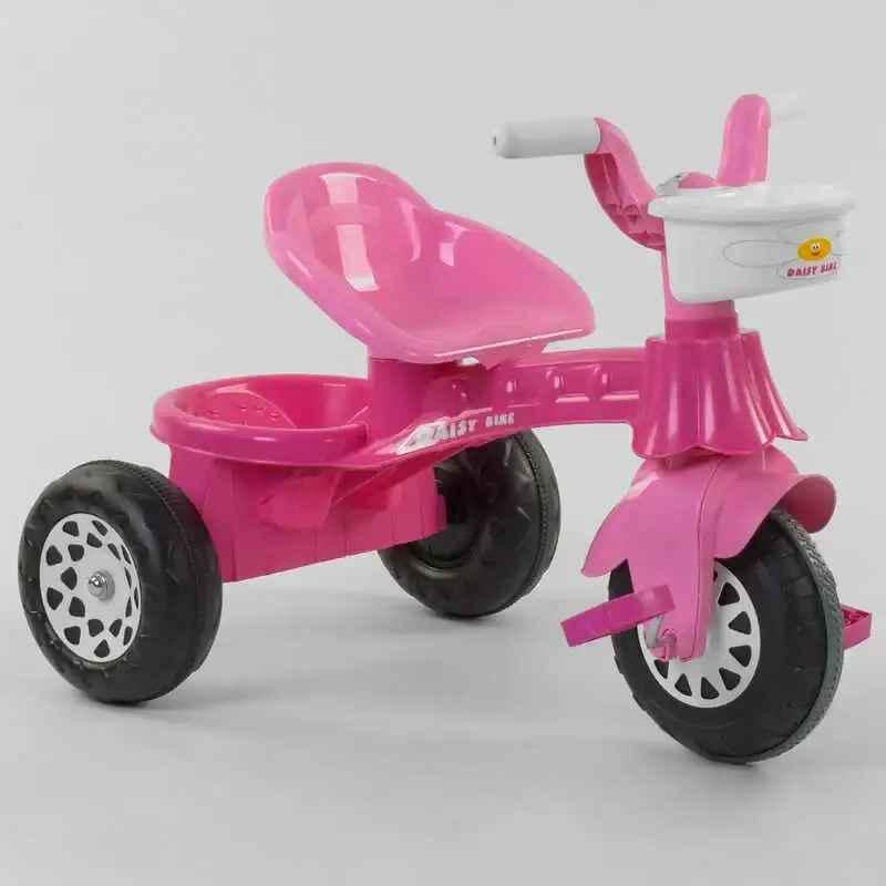 Велосипед трехколесный Pilsan 07-140 P пластиковые колеса с прорезиненной накладкой Розовый с белыми ручками (07-140 P_allb NM)