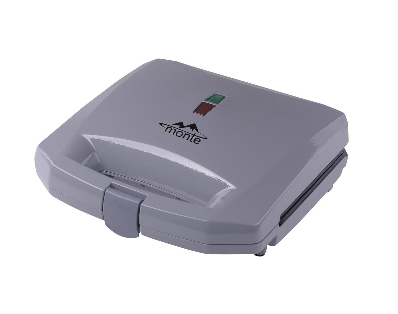 Бутербродница Monte MT-3512 для сэндвичей с антипригарным покрытием и индикаторами 800 Вт Серый (33147906)