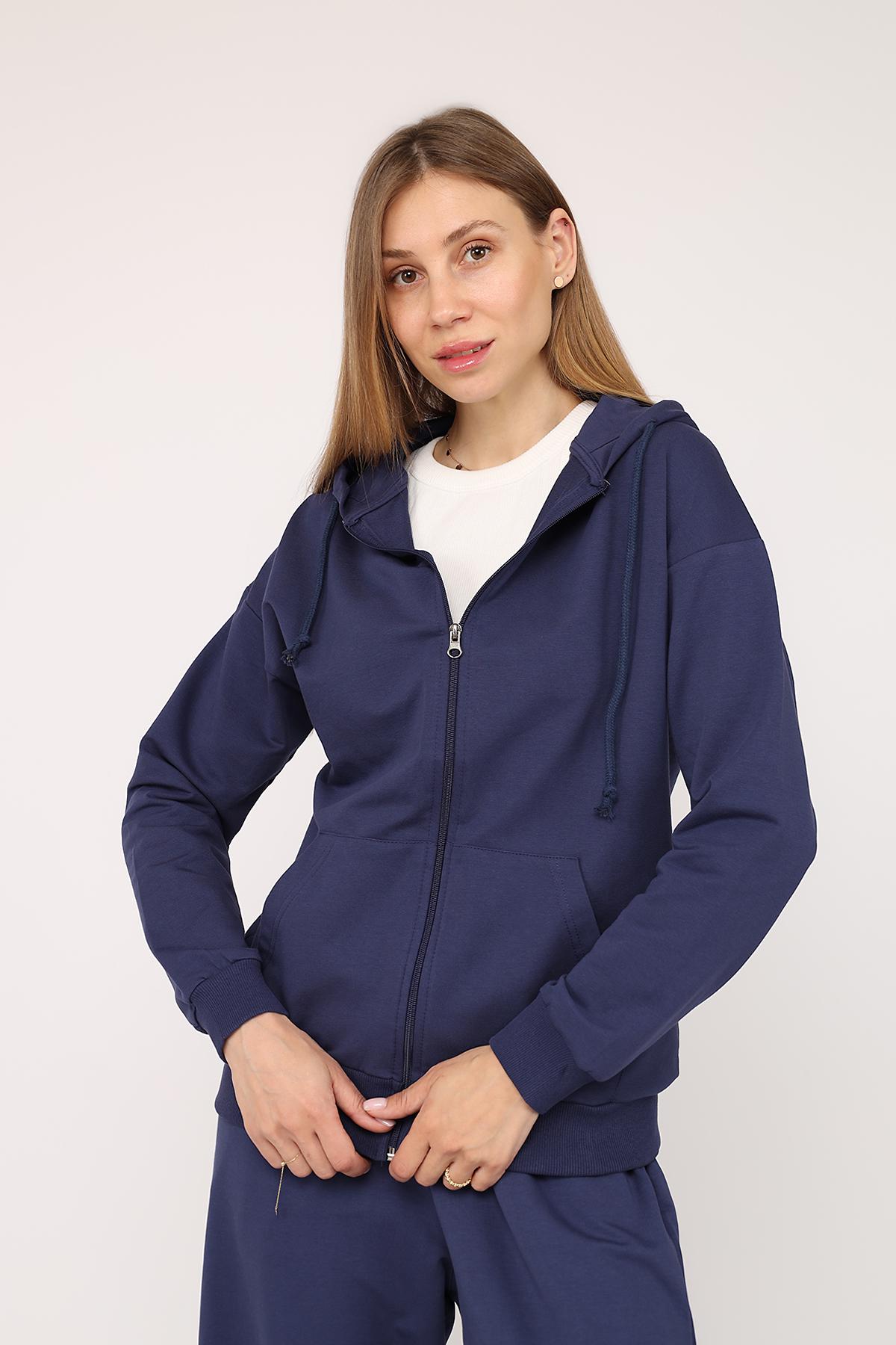 Толстовка на блискавці жіноча ЦБ-00266280 р. 42 Темно-синій (SKT001035577) Толстовка на блискавці жіноча ЦБ-00266280 р. 42 Темно-синій (SKT001035577)