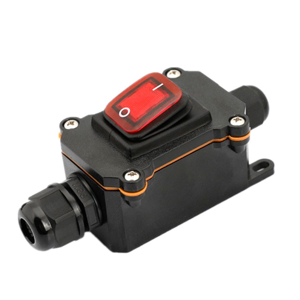 Переключатель наружного монтажа двухсторонний красная кнопка IP65 12 24V Black (YUT_V3727)