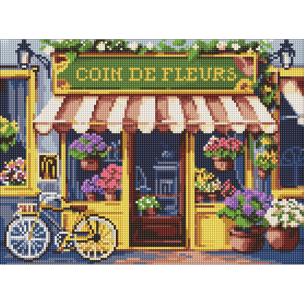 Алмазна мозаїка Ideyka Квітковий куточок AMC8056 30х40 см (RLT50620)