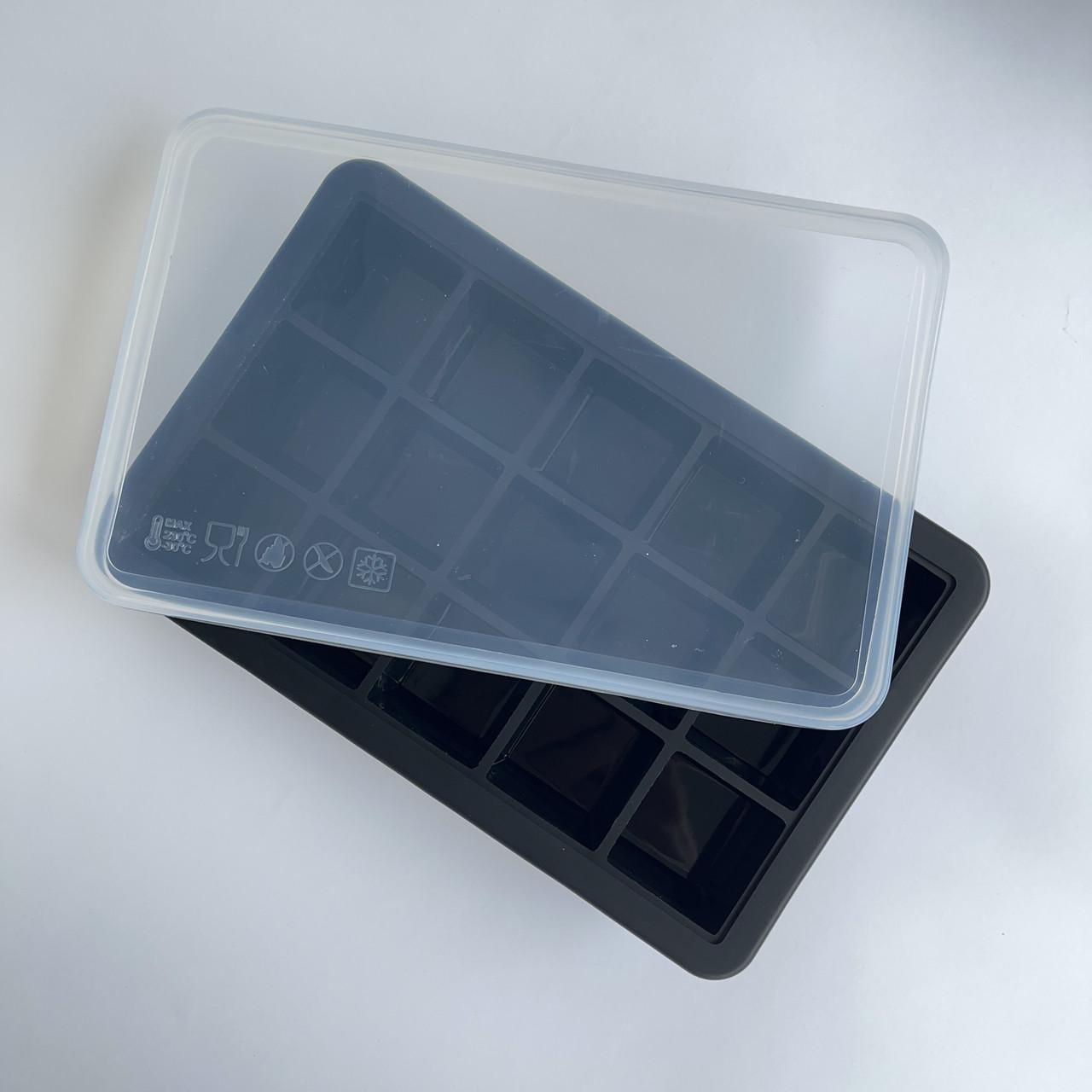 Силиконовая форма для льда Bar House средний куб 15 шт. с крышкой 3,2х3,2 см Черный