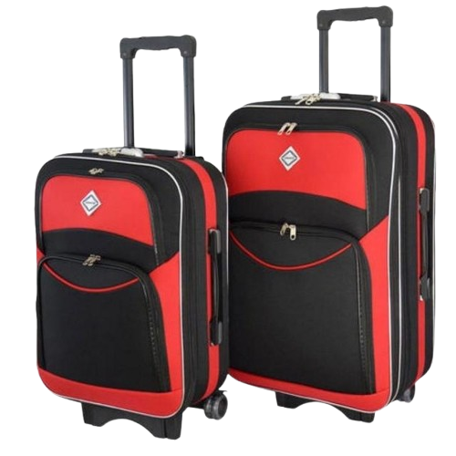 Валізи тканинні Bonro Style середня/велика 2 шт. Чорно-червоний (2371522850)