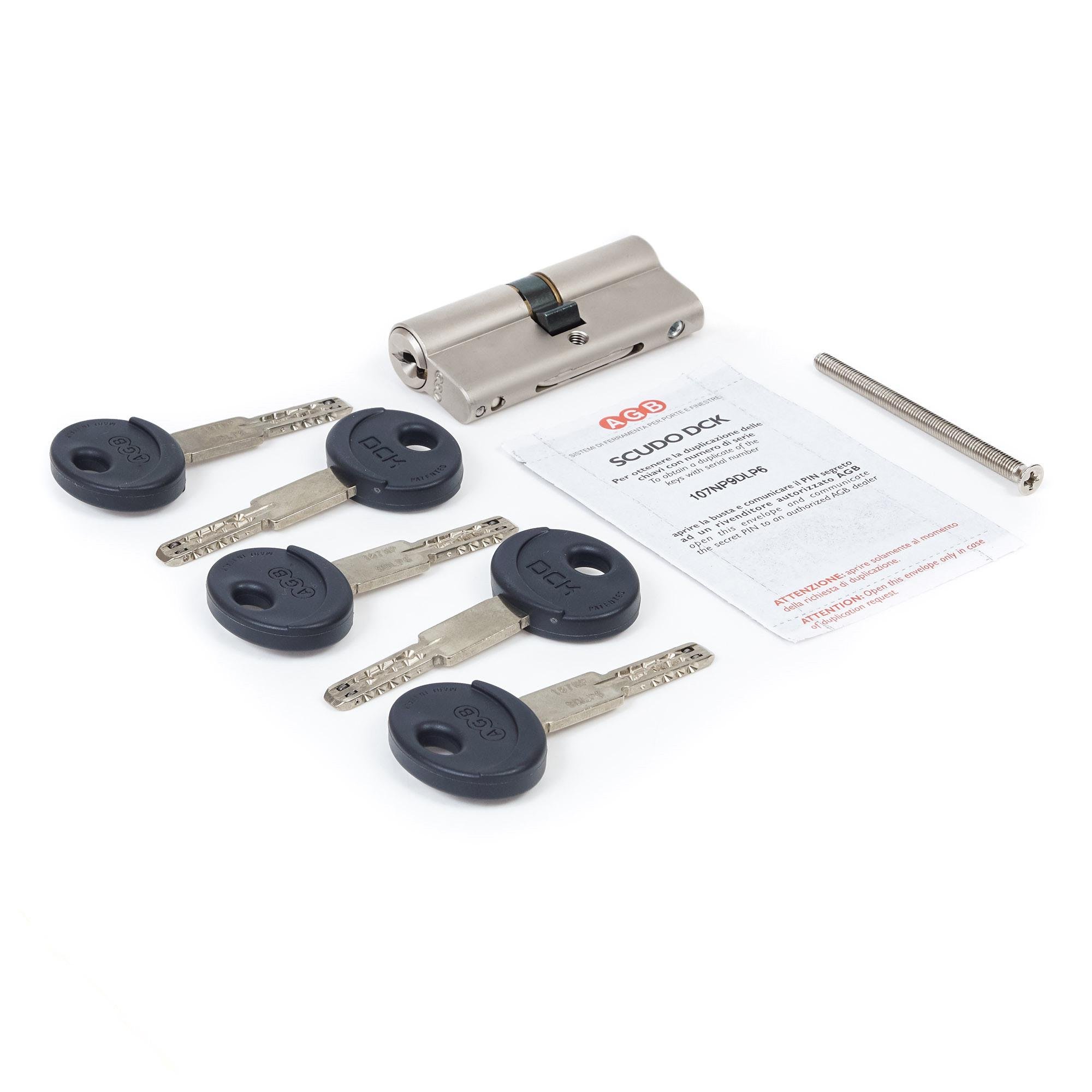 Цилиндр AGB SCUDO DCK 100 мм 50/50 ключ/ключ Никель матовый (С10016.45.45)