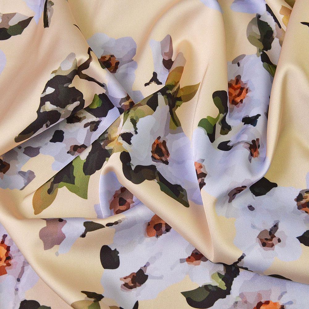 Ткань атлас шелк-сатин Armani Акварель V-77/2 цветение Светло-желтый (15913)