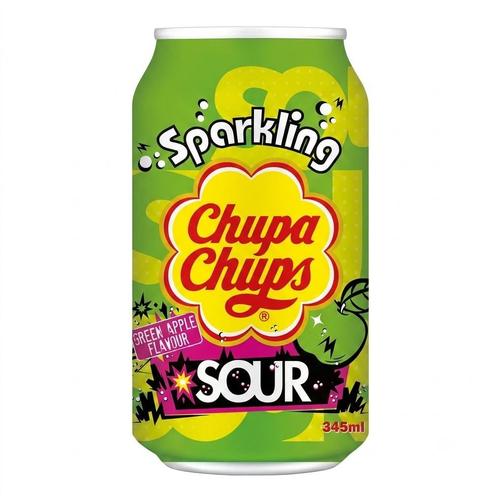 Напиток газированный Chupa Chups Sour Green Apple вкус зеленое яблоко 345 мл (chu008)