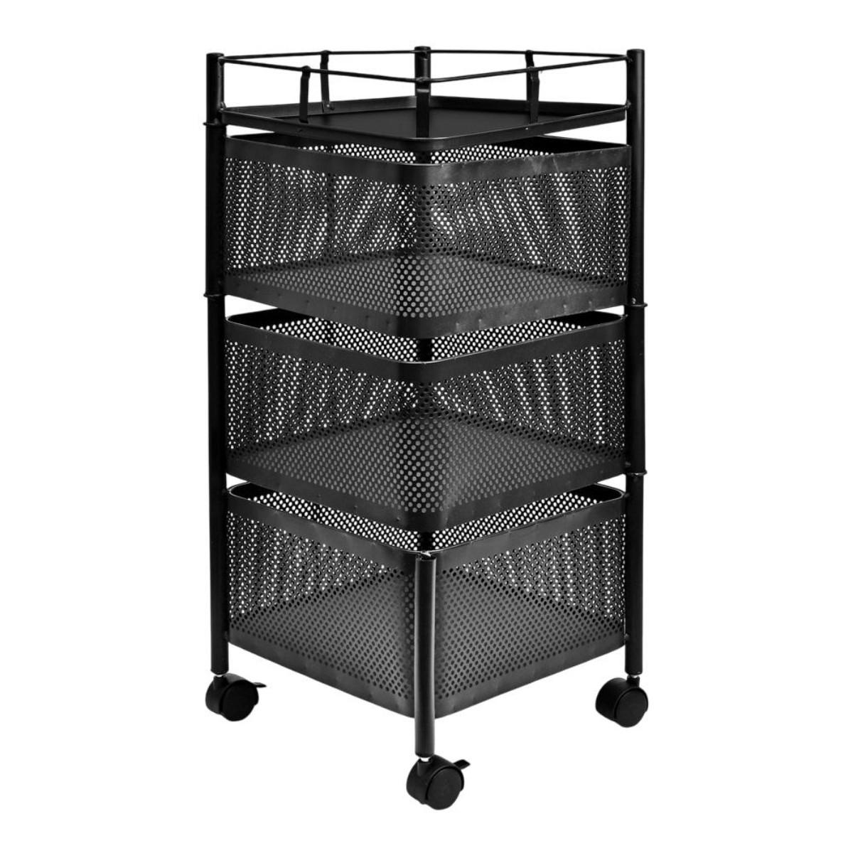 Этажерка на колесах Modern Home Cube 3 яруса 27х65 см Черный (R100111-BL)