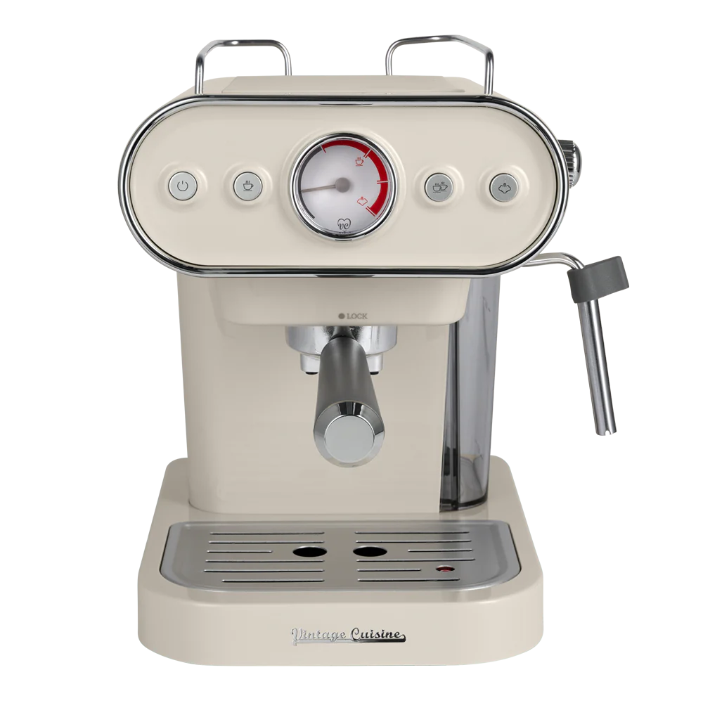 Кавомашина ріжкова Vintage Cuisine 15 бар із насадкою для спінювання 1,2 л Кремовий Кавомашина ріжкова Vintage Cuisine 15 бар із насадкою для спінювання 1,2 л Кремовий