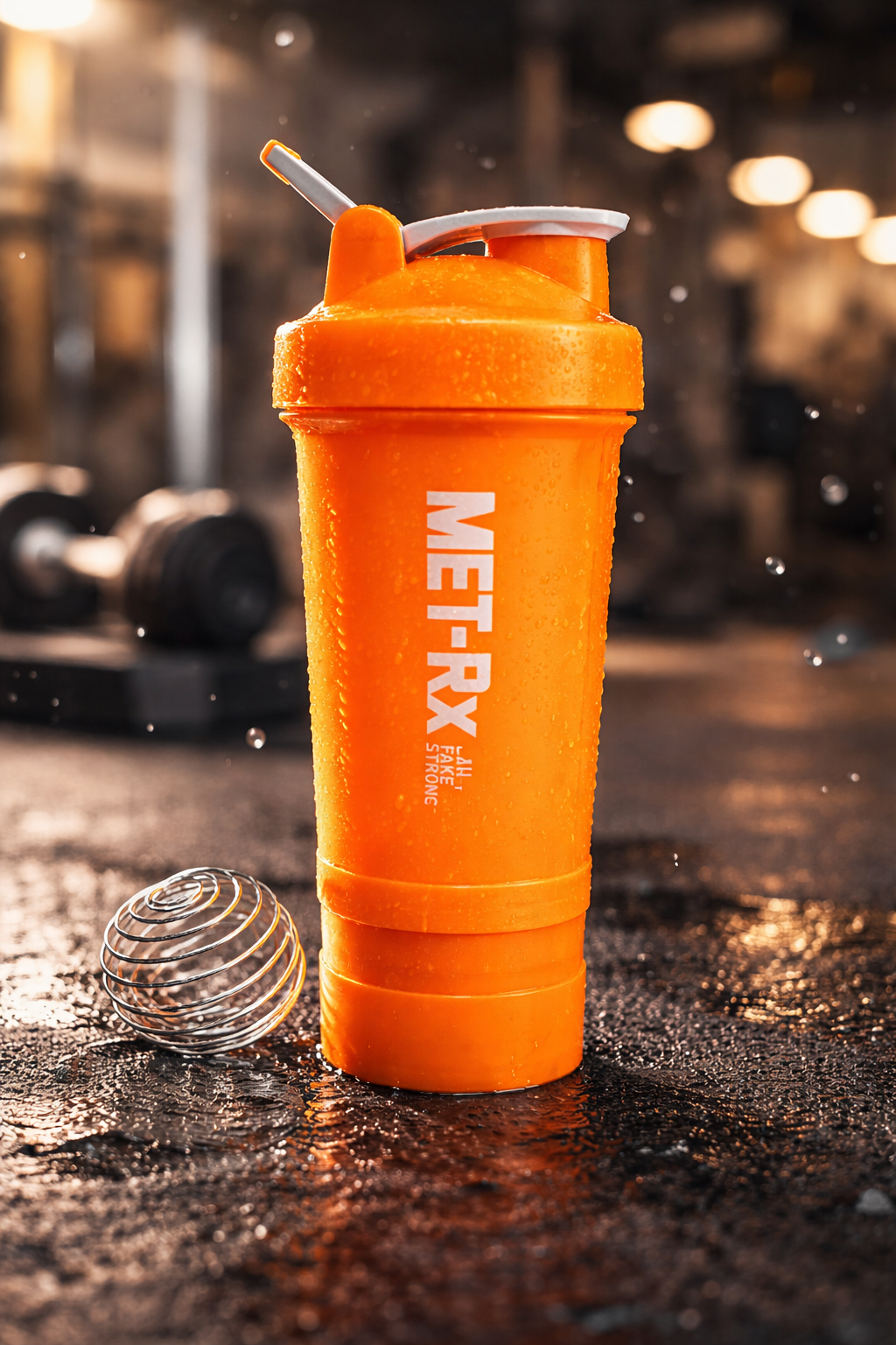 Шейкер спортивный MET-Rx 450 мл на 2 отсека Оранжевый (27102674)