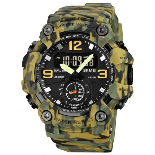 Наручные часы мужские с подсветкой Skmei 1965CMGN Green Camouflage (582535)