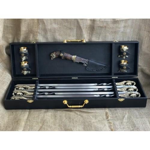 Набір шампурів Гранд з ножем та 4-ми чарками