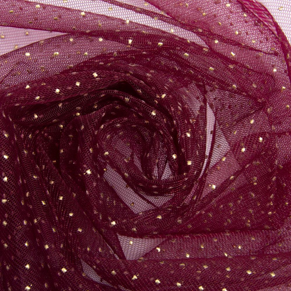 Ткань декоративная фатин точки мелкие Сливовый (23634)