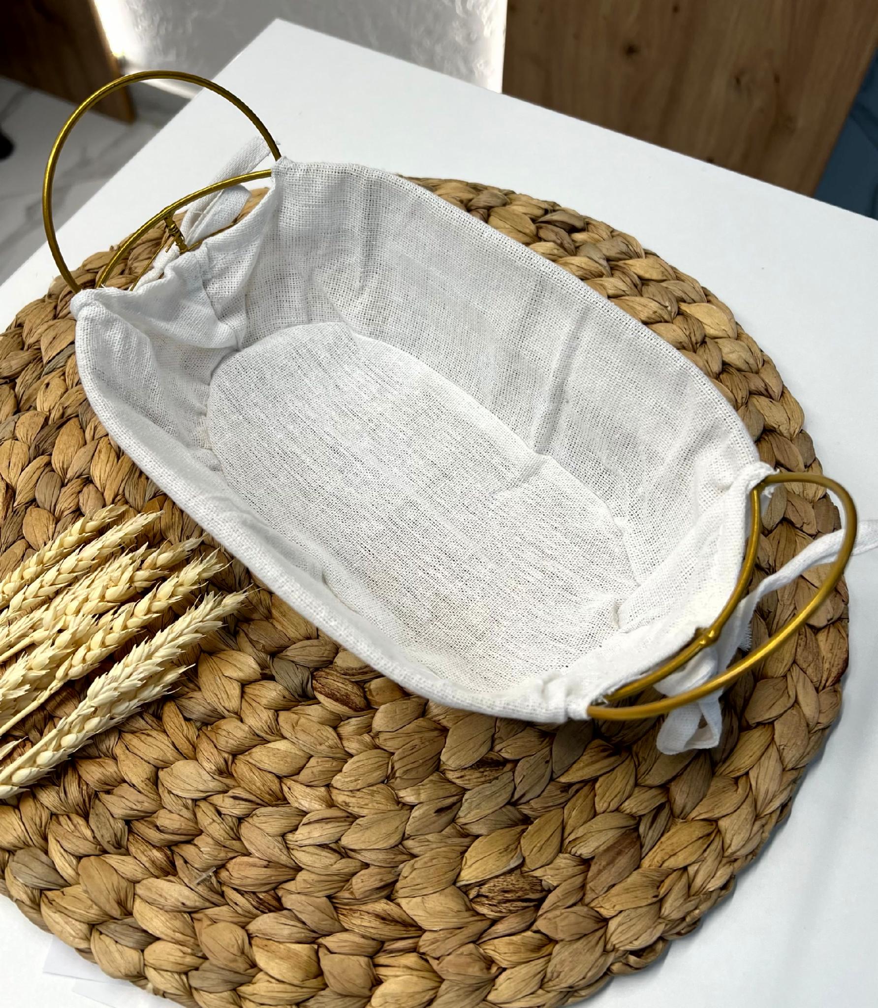 Хлебница металлическая с текстильной накладкой 25х15х12,5 см Золотой (25410935)