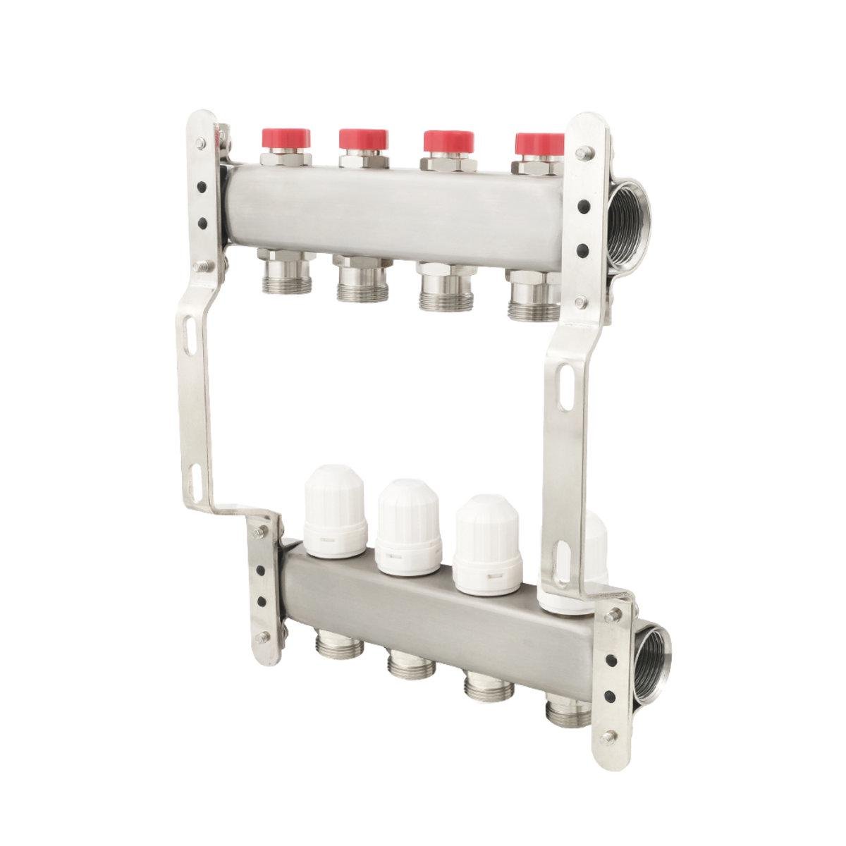Коллектор Polmark 1x3/4 4 выхода с термоклапанами без евроконусов - фото 2