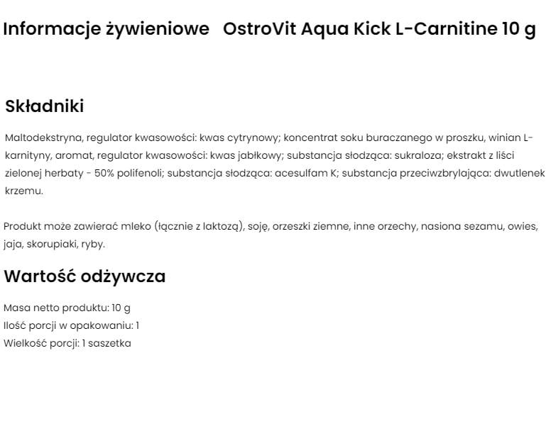 Жироспалювач для спорту OstroVit Aqua Kick L-Carnitine 24х10 г Cherry (000018398) - фото 3