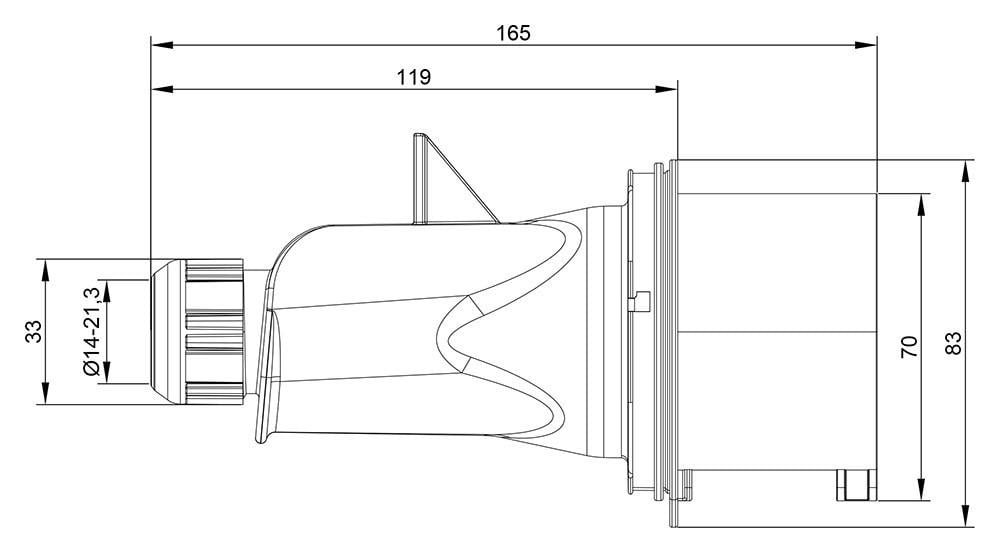 Вилка силова IDE 32A 415B 3P+N+E IP44 Червоний (3106) - фото 7