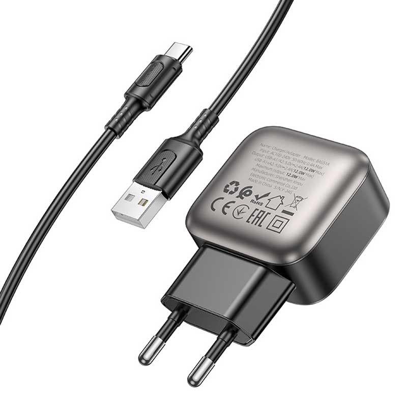 Зарядное устройство сетевое Borofone BAS51A Absolute 2USB-A+Type-C Black (00000073973_1) Зарядное устройство сетевое Borofone BAS51A Absolute 2USB-A+Type-C Black (00000073973_1)