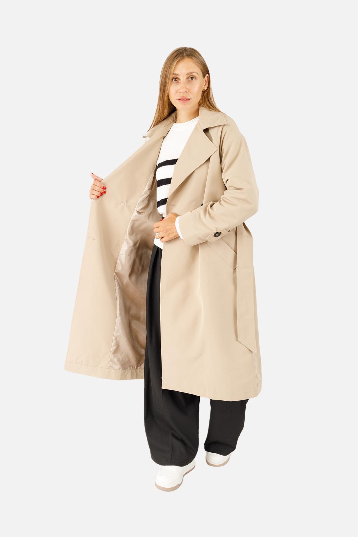 Плащ женский р. 44 Бежевый (SKT001018261) - фото 3 Плащ женский р. 44 Бежевый (SKT001018261) - фото 3