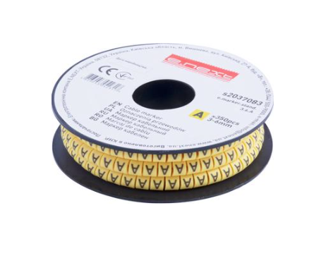 Маркер кабельный E.NEXT e.marker.stand.3.6.A символ A 3-6 мм2 350 шт./рул. Желтый (s2037083)