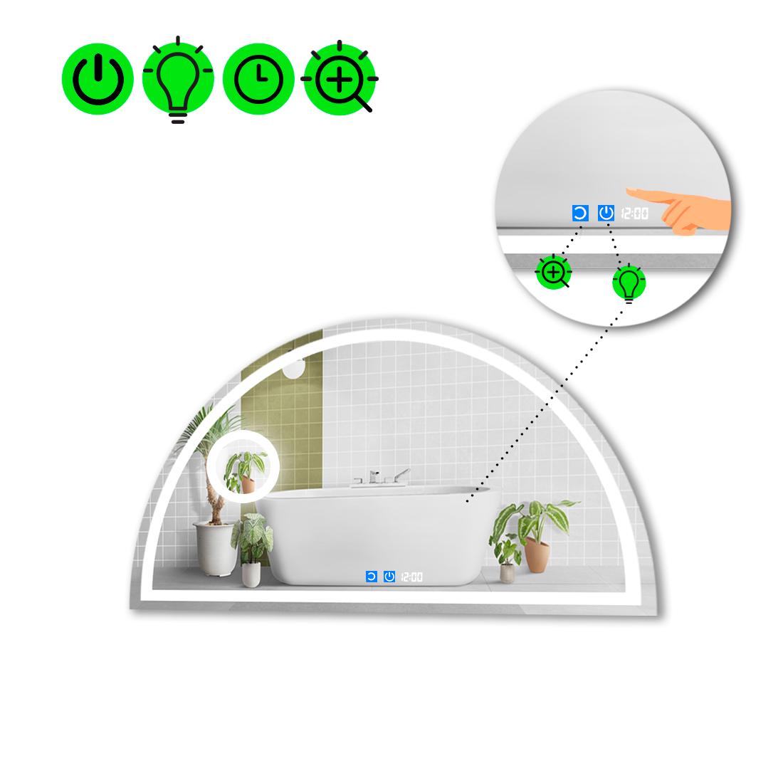 Зеркало с LED подсветкой Cerhio 1 с двумя сенсорами 110x55 см (8737035)