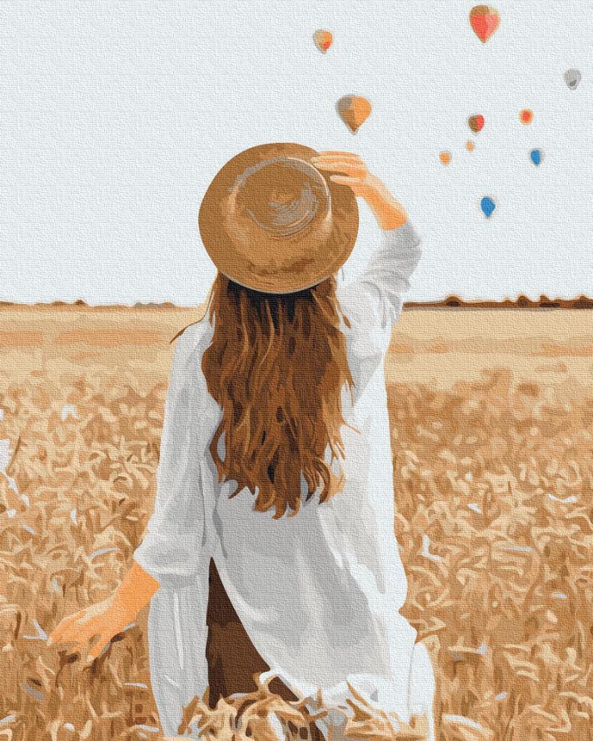 Картина по номерам Brushme Путешественница в пшеничном поле 40х50 см (GX37564)