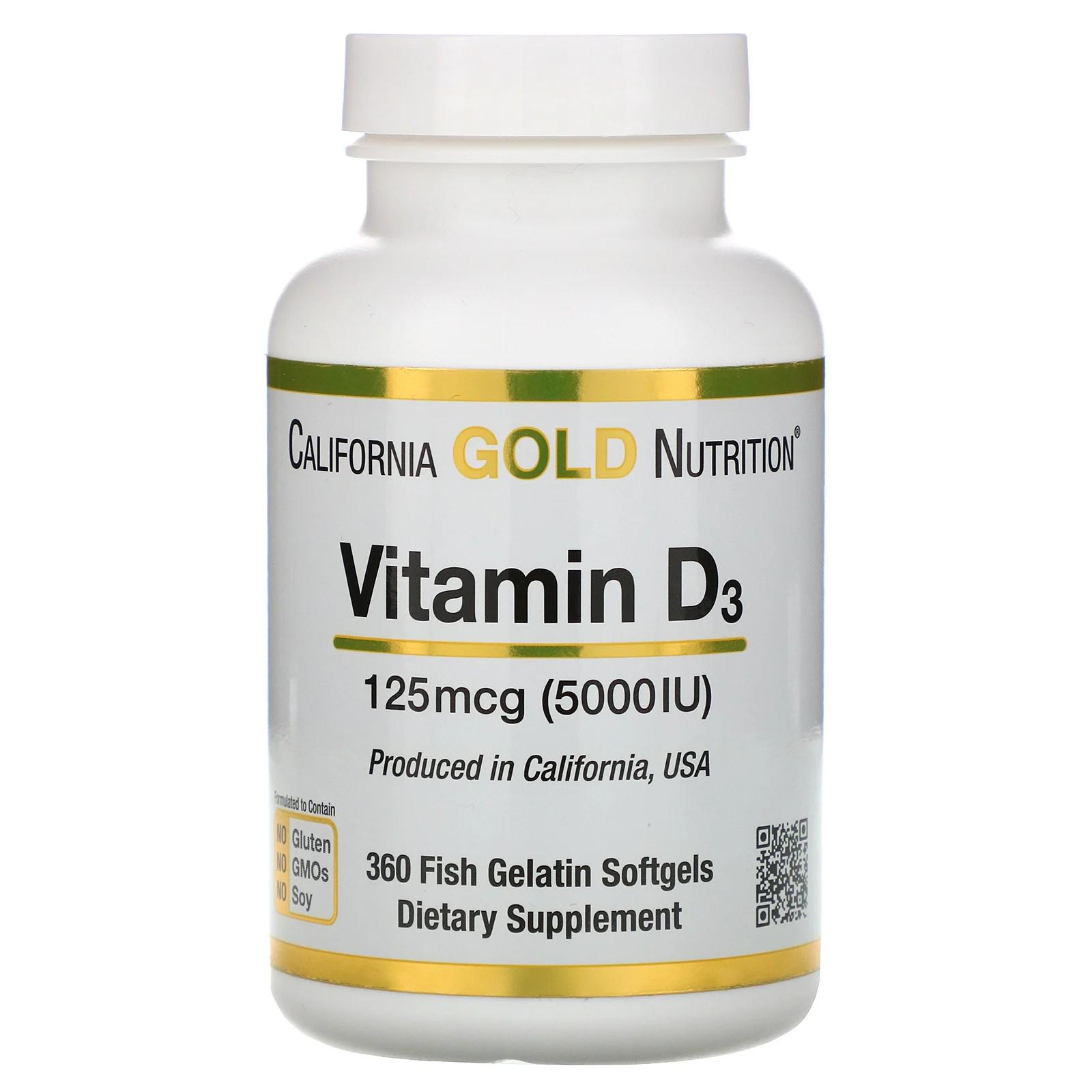 Витамины California Gold Nutrition Vitamin D3 125 mcg 5000 IU 360 капсул