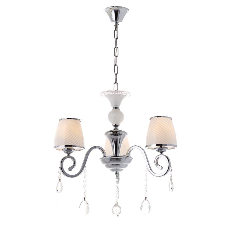 Люстра подвесная Light House ES-15901/3/chrom на три лампы с абажурами Хром