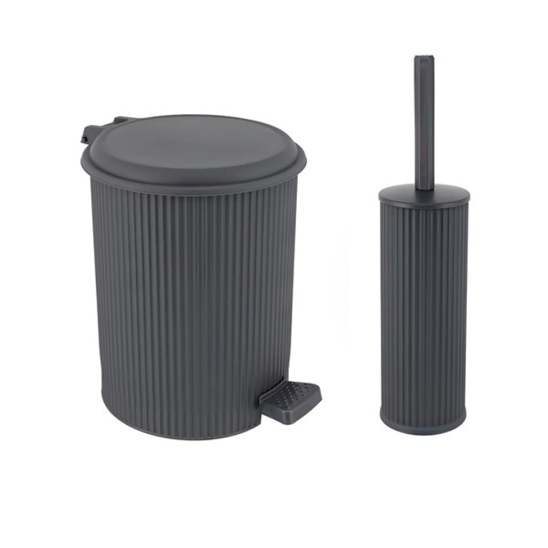 Мусорное ведро Elif Nostalgia и ершик для унитаза Антрацит (29560111)