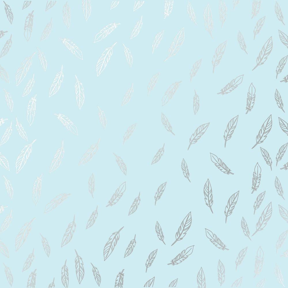 Лист бумаги односторонний Silver Feather с серебряным тиснением 30,5х30,5 Blue
